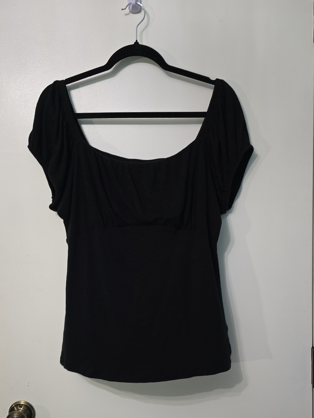 Vintage By Torrid Black Empire Waist Scoop Neck Short Sleeve Top